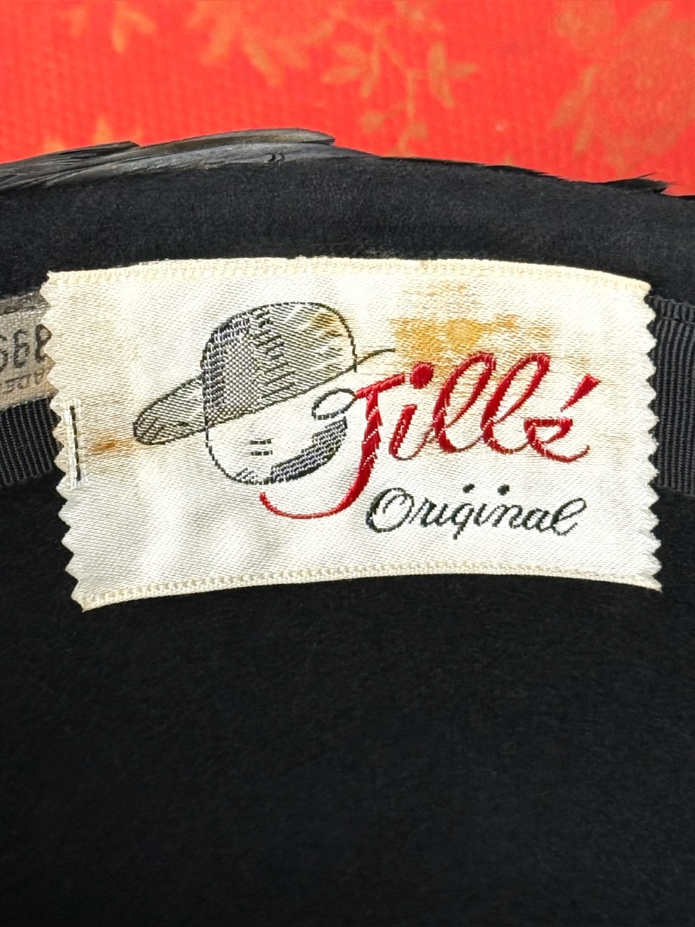 Vintage 1950s Jillé Original Black Feather Pillbox Bucket Hat & Original Box - Picture 6 of 7